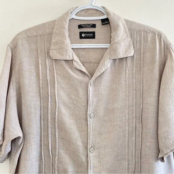 LINEN Washable Spring Summer Short Sleeve Shirt Top - Picture 3 of 6